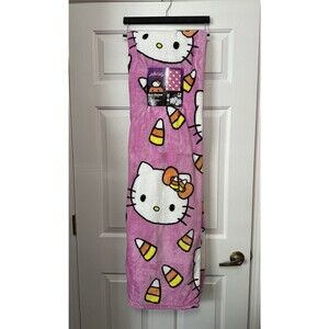 NEW Hello Kitty Sanrio Halloween Pink Fall Candy Corn Plush Blanket 2024 60x90